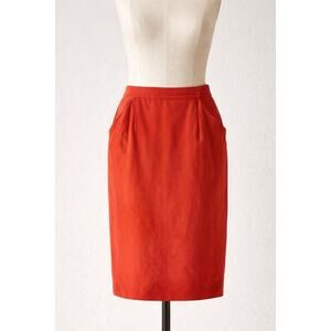 Jones New York Red Silk Pencil Skirt Size 8
